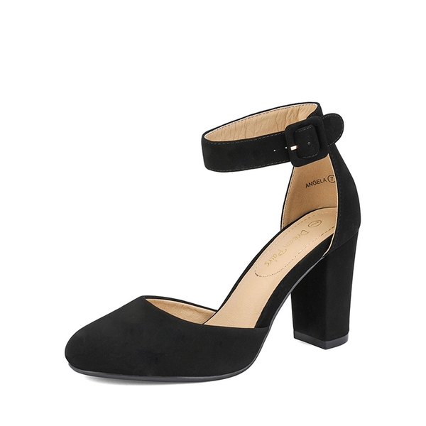 Block heel sales round toe pumps